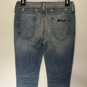 NWT Women Robin's Jean 'Nat Skinny' w/ Black & Turquoise studs - Size 25